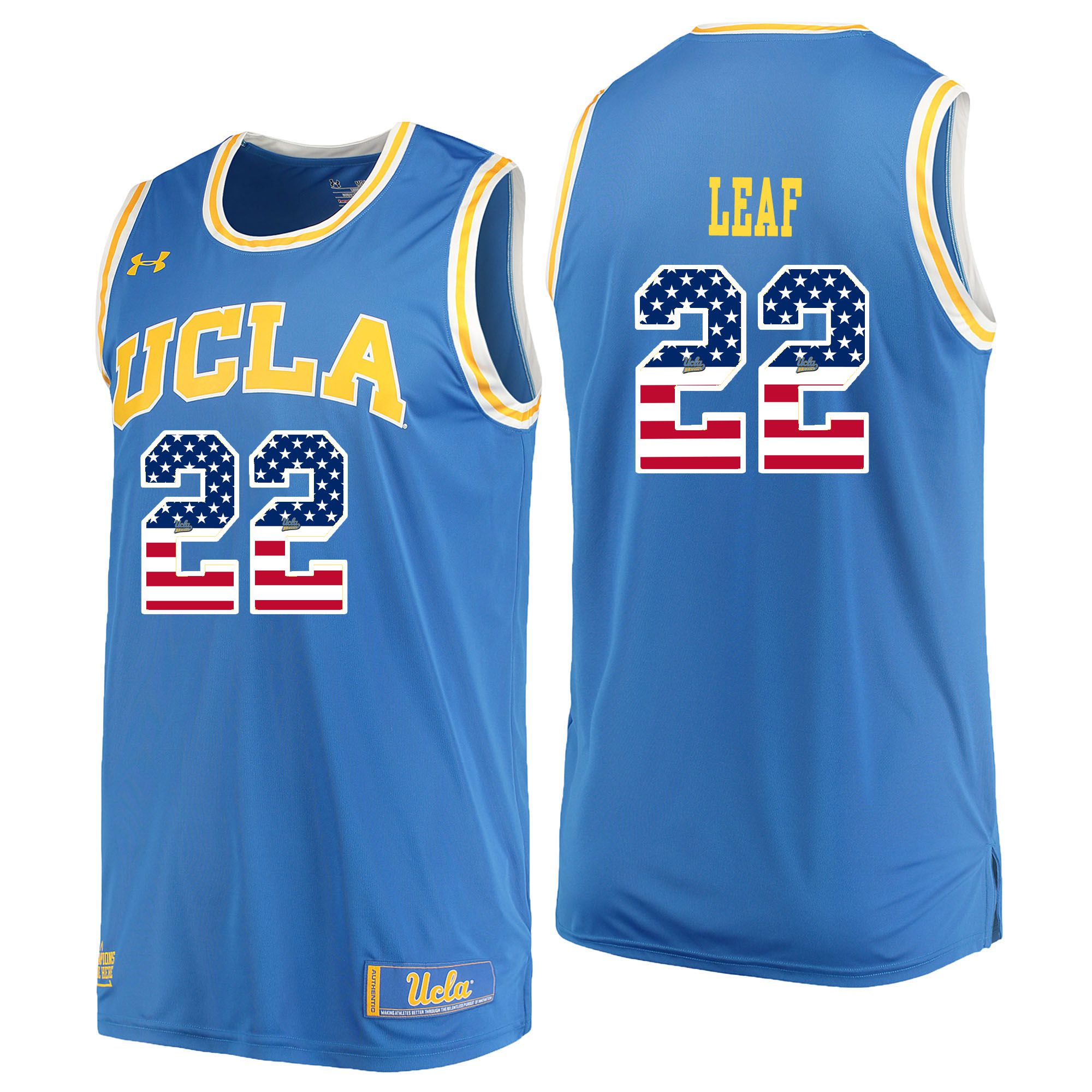 Men UCLA UA 22 Leaf Light Blue Flag Customized NCAA Jerseys